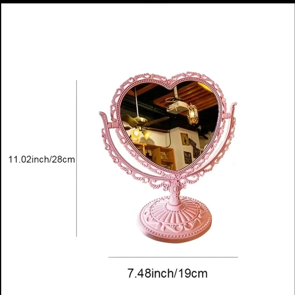 Double sided heart shaped vanity mirror (3 colors available)